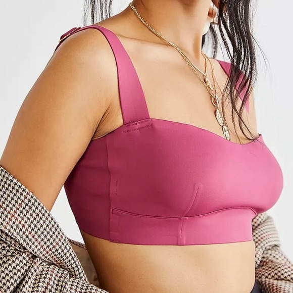 NWT Free People Naomi long lined bra in Dried Rose. - Picture 3 of 9